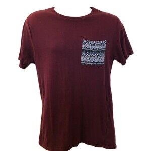On The Byas Men's Medium Maroon Burgundy Knit Top T-Shirt Medium Casual Style